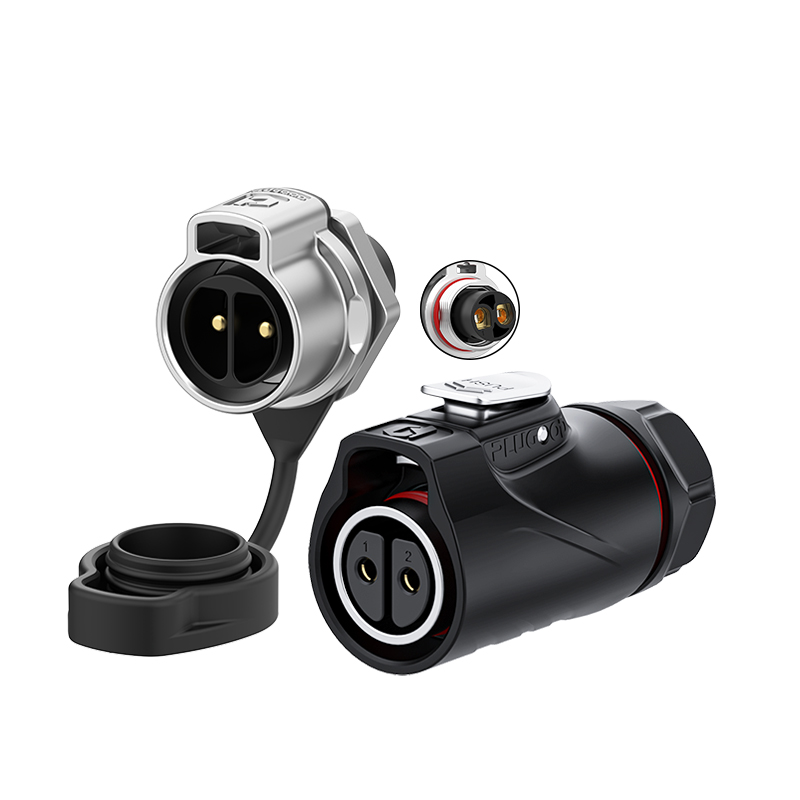 PLG20 2芯30A单孔面板套装半金属免焊锁线反装