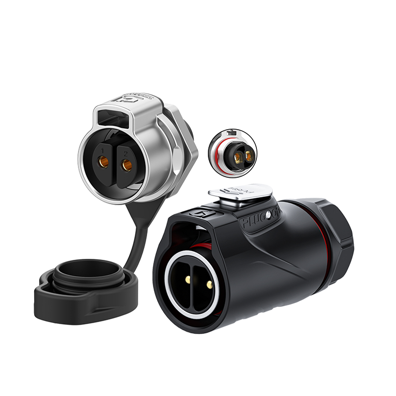 PLG20 2芯30A单孔面板套装半金属免焊锁线正装