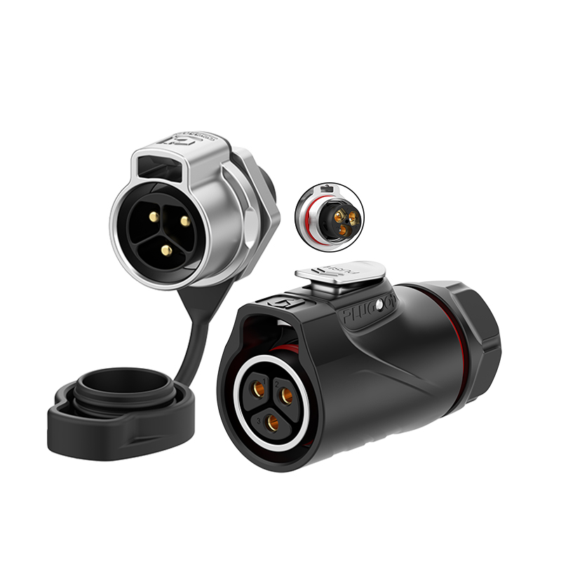 PLG20 3芯30A单孔面板套装半金属免焊锁线反装