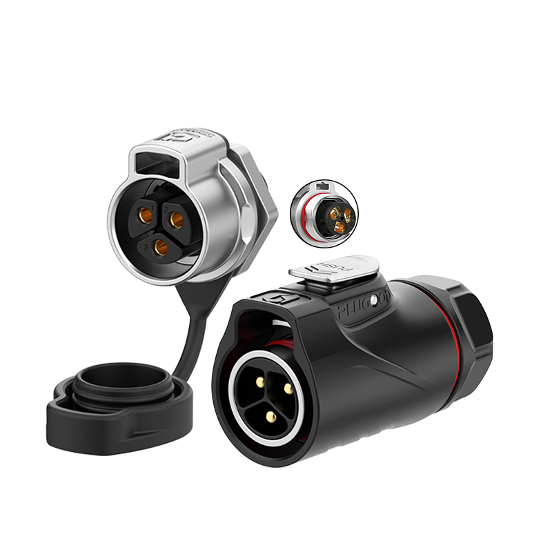 PLG20 3芯30A单孔面板套装半金属免焊锁线正装