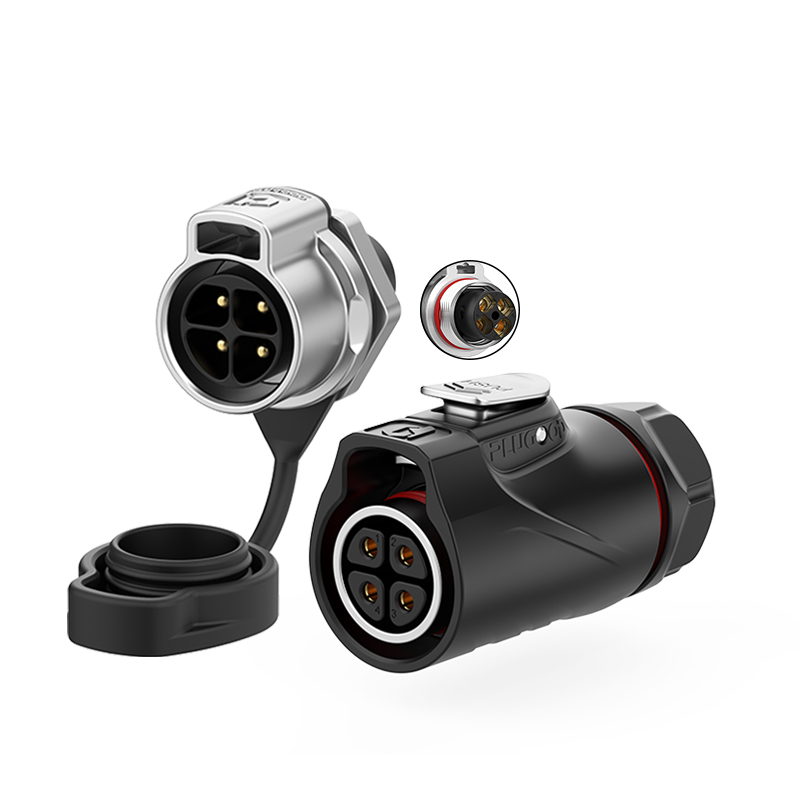 PLG20 4芯20A单孔面板套装半金属免焊锁线反装