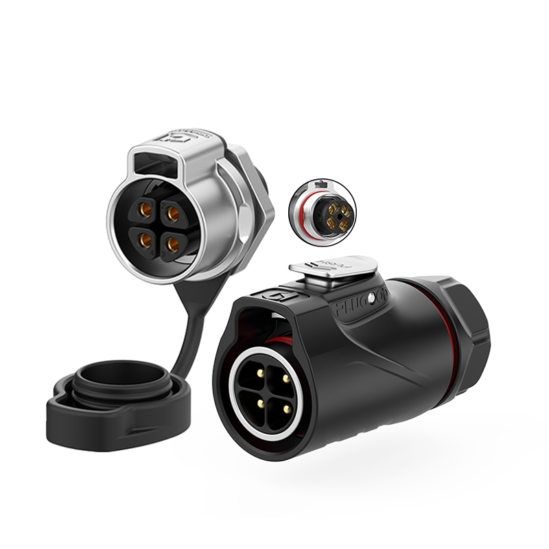 PLG20 4芯20A单孔面板套装半金属免焊锁线正装