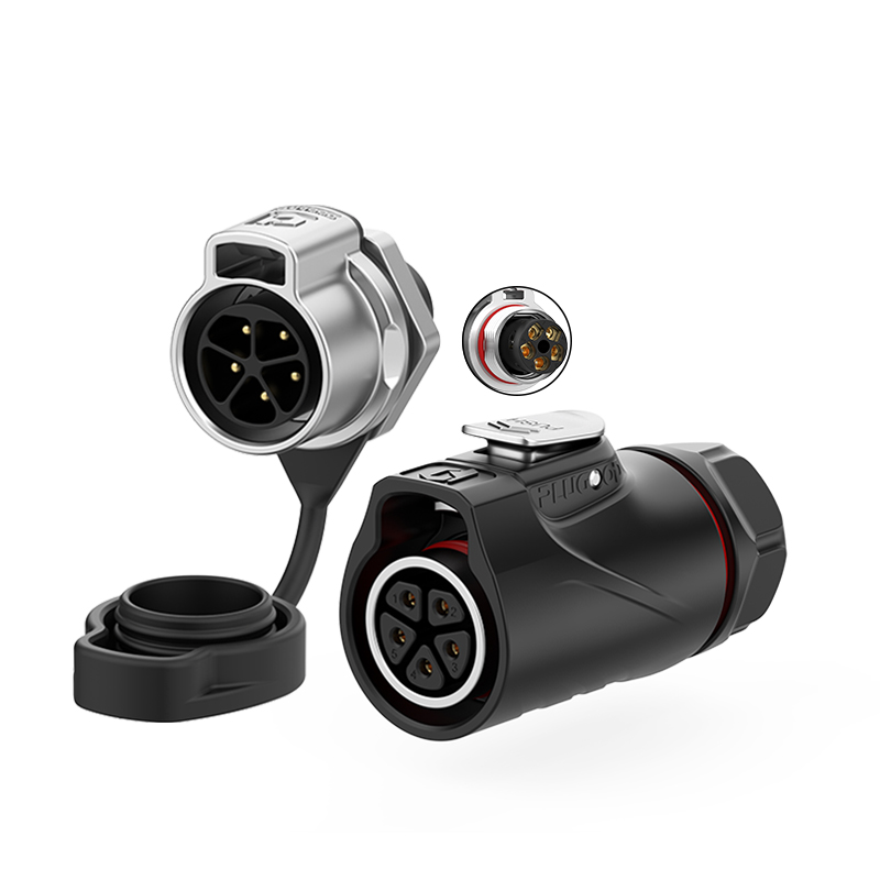 PLG20 5芯10A单孔面板套装半金属免焊锁线反装