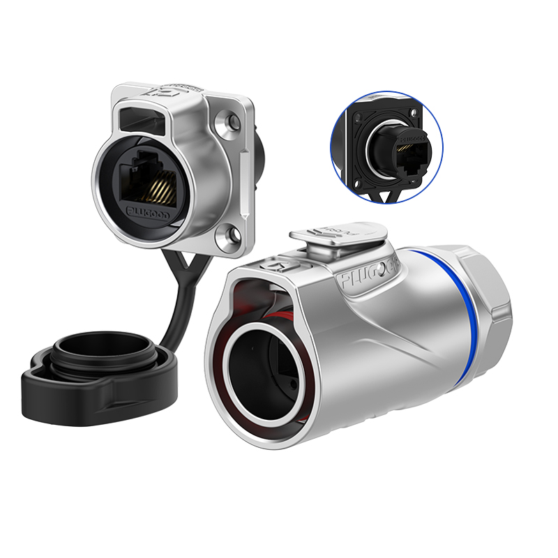 PLG20 RJ45 四孔法兰套装全金属正装