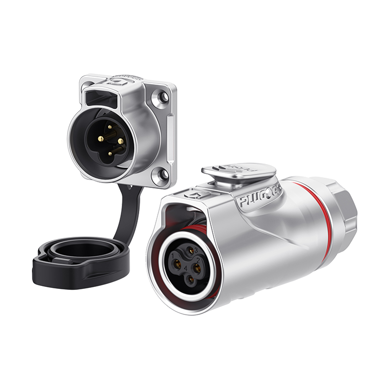 PLG14 2+2芯10A+5A四孔法兰套装全金属焊接反装