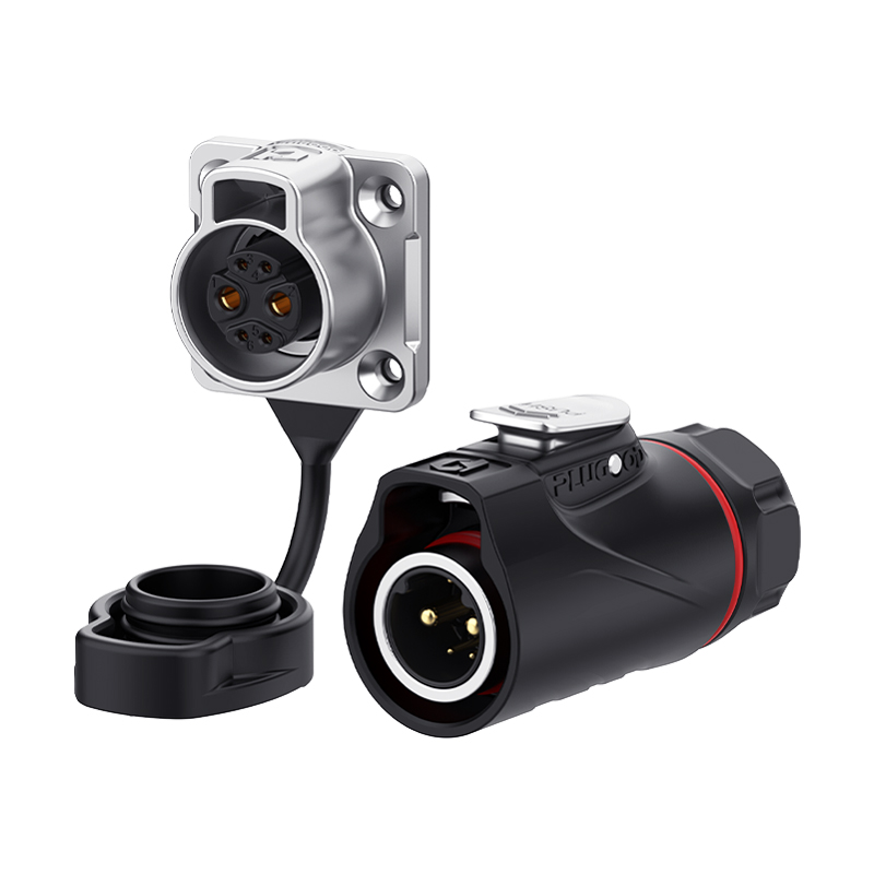 PLG16 2+4芯20A+5A四孔法兰套装半金属焊接正装