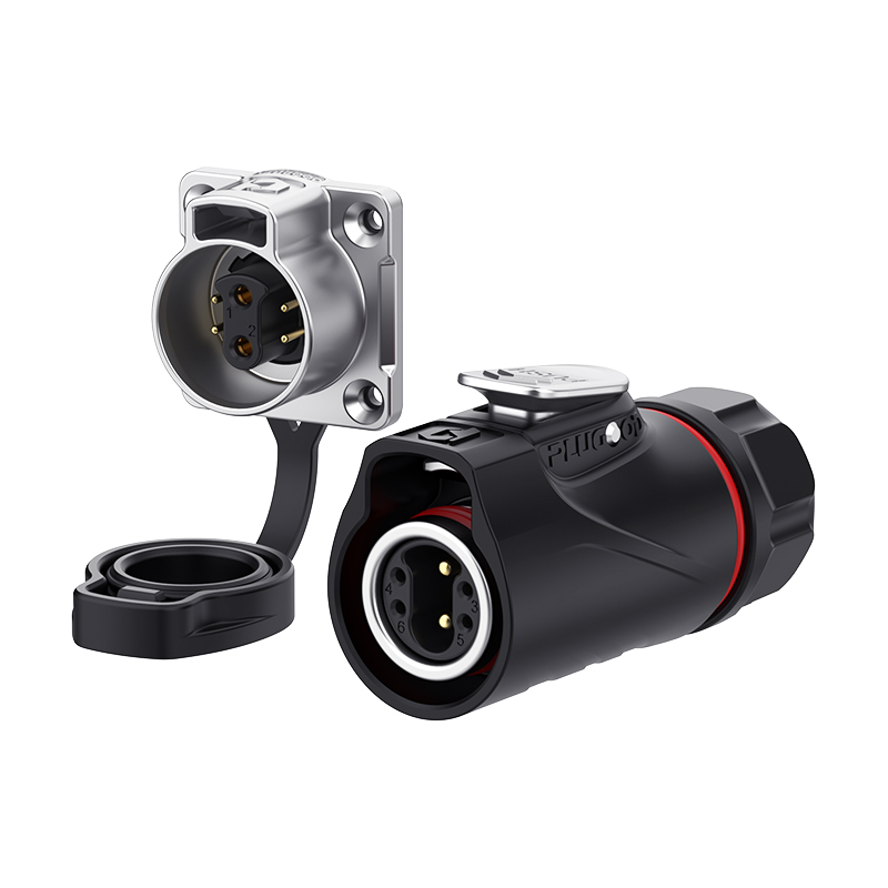 PLG14 2+4芯10A+3A四孔法兰套装半金属焊接正装