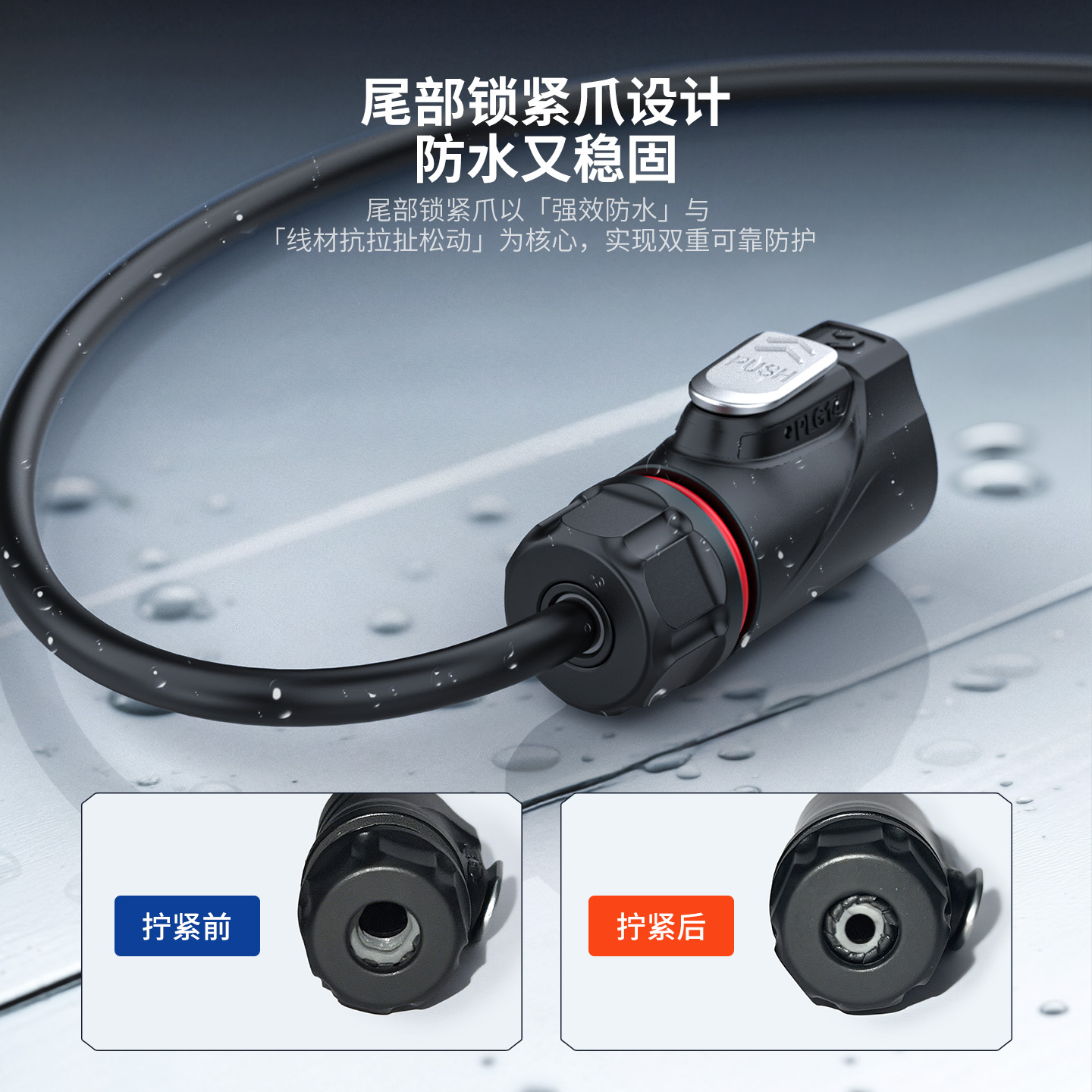 PLG14 3芯10A四孔法兰套装全金属焊接正装