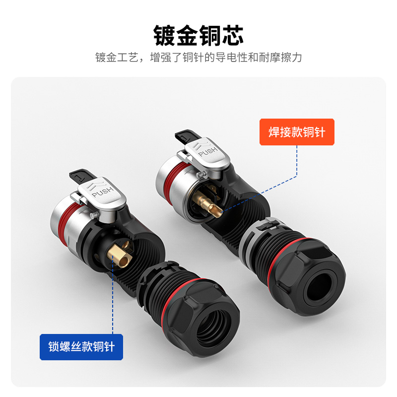 PLG16 2+8芯10A+5A单孔面板套装半金属焊接反装