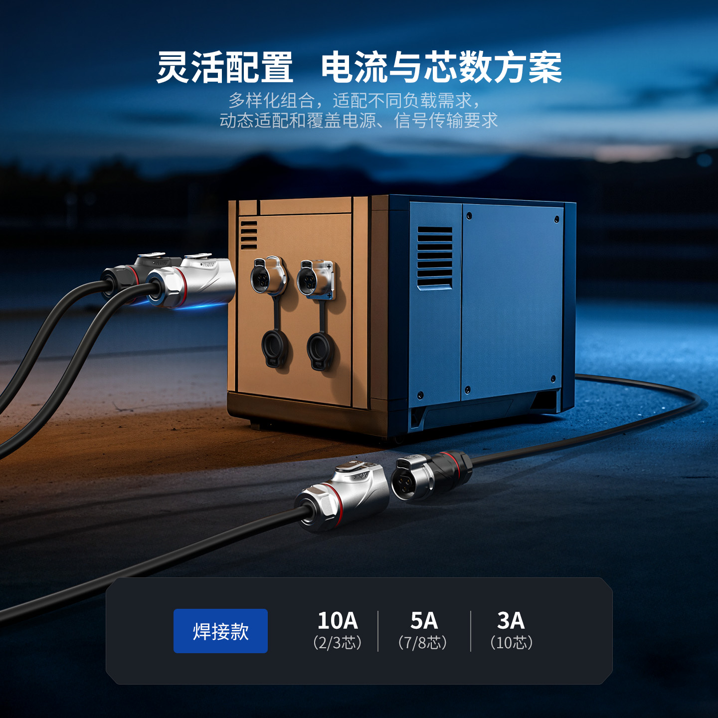 PLG14 3芯10A四孔法兰套装全金属焊接正装