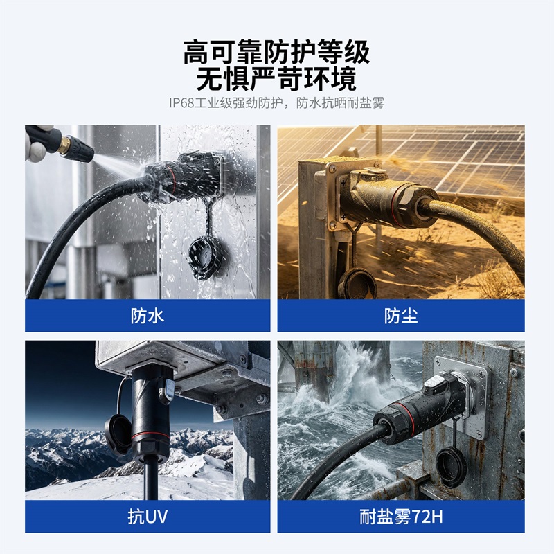 PLG36 3芯70A四孔法兰套装半金属压接款正装